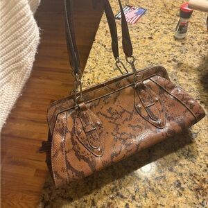 Worthington Brown Snakeskin Shoulder Bag
